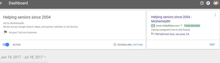 google ad caregivers